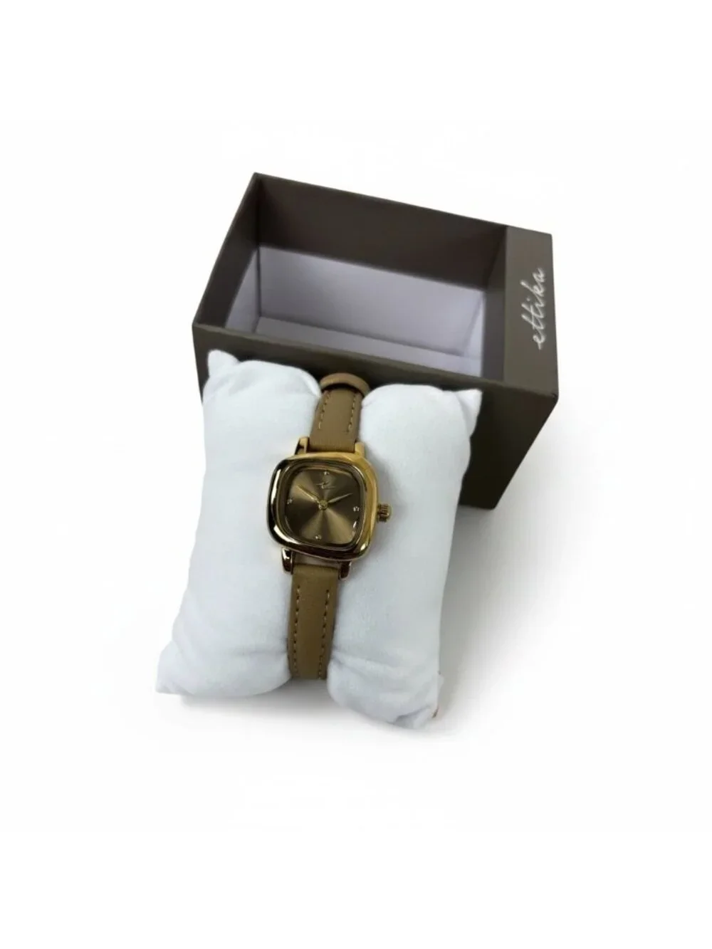 Ettika Wavy Snakeskin Embossed Leather Strap Watch (Shiitake)